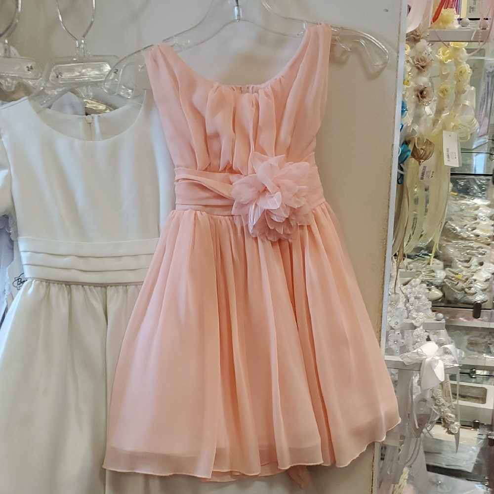 Charming Pink Kids Dress with Floral Accent